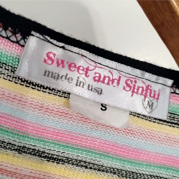 NWOT Sweet & Sinful Candy Striped Cardigan - Picture 3 of 3
